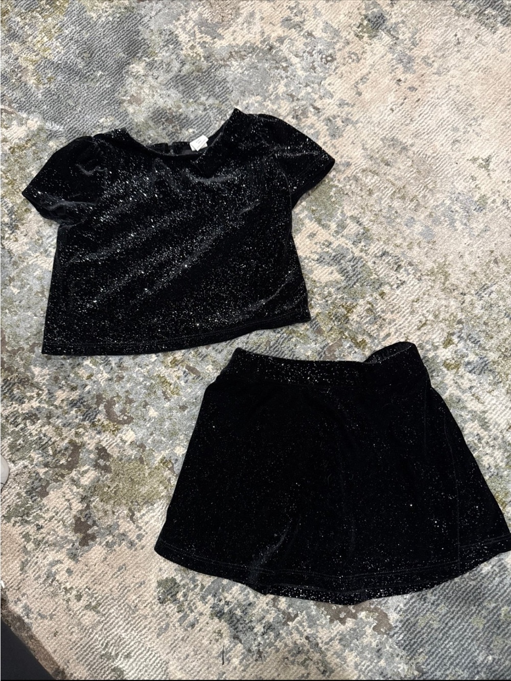 GAP Black Sparkle Velvet Kids Top & Skirt Set